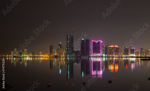Night city skyline. Manama, the Capital of Bahrain
