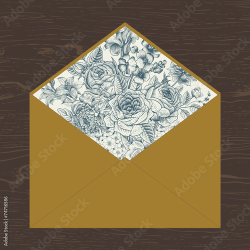 Fototapeta Naklejka Na Ścianę i Meble -  Floral envelope.