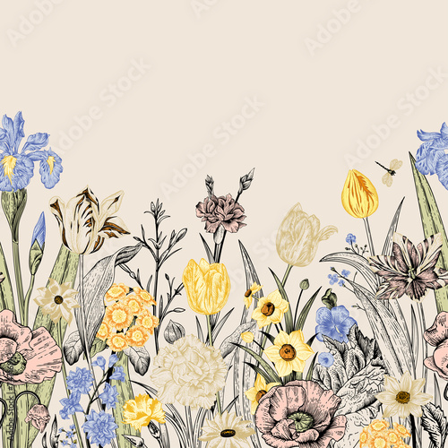 Obraz na płótnie kwiat mak wzór ogród bukiet