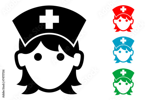 Pictograma icono enfermera con varios colores