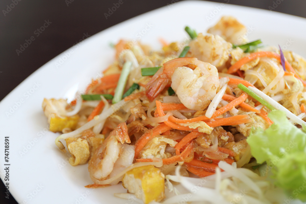 Thai food padthai fried noodle with shrimp