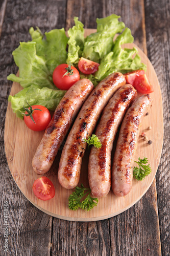 grilled sausage on board