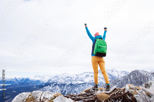 Woman reached summit © Sergey Furtaev