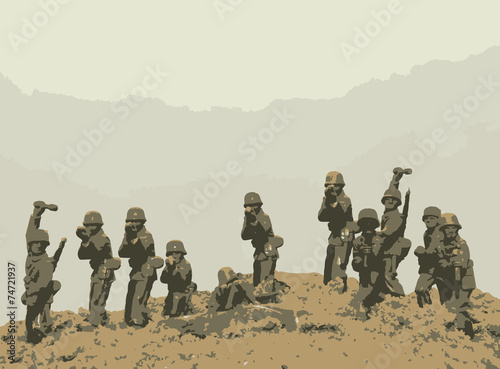 Soldiers in battlefield vector