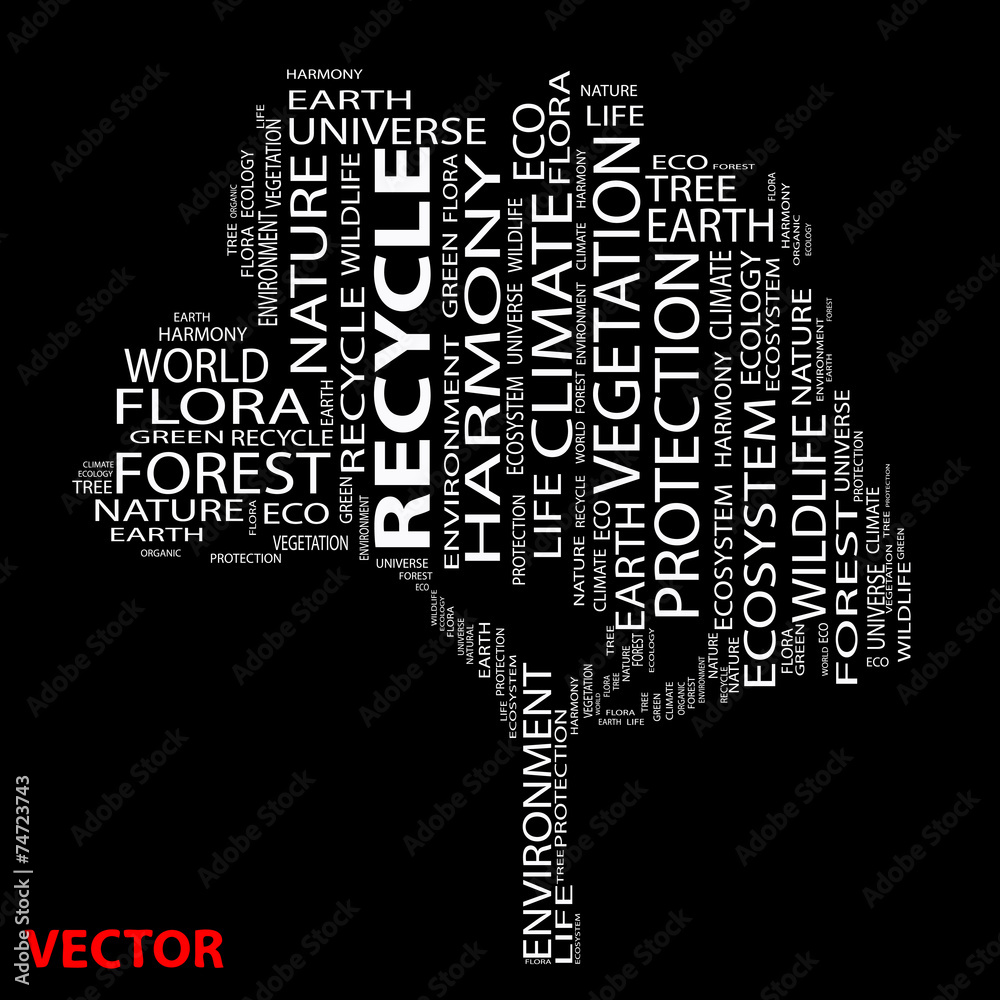 Vector conceptual ecology word cloud Vector conceptual ecology word cloud