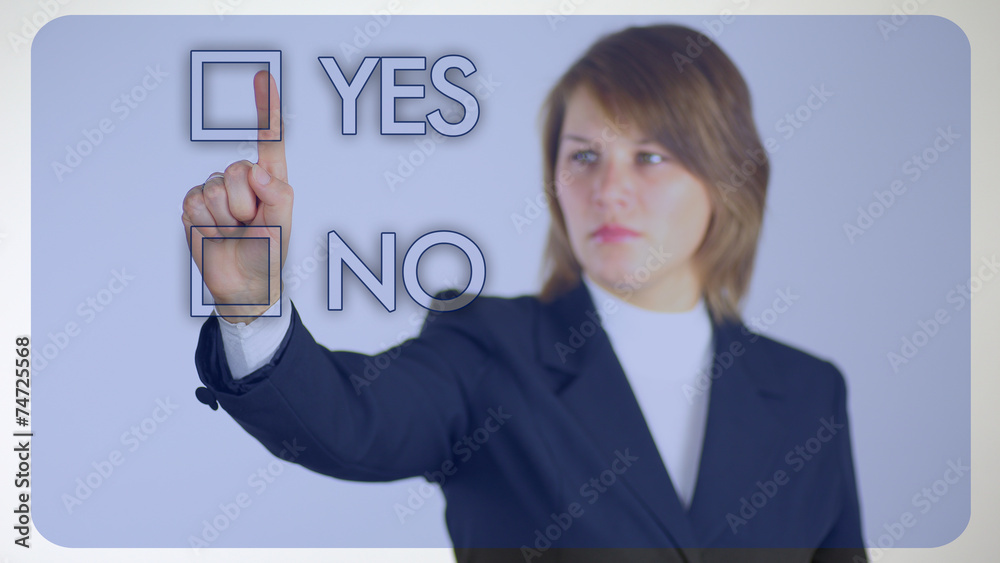 woman businessman chooses the correct answer woman businessman chooses the correct answer