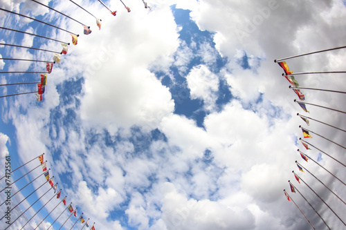 Canvas Print international flags against the sky