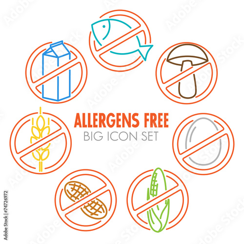 Vector icons for allergens free products