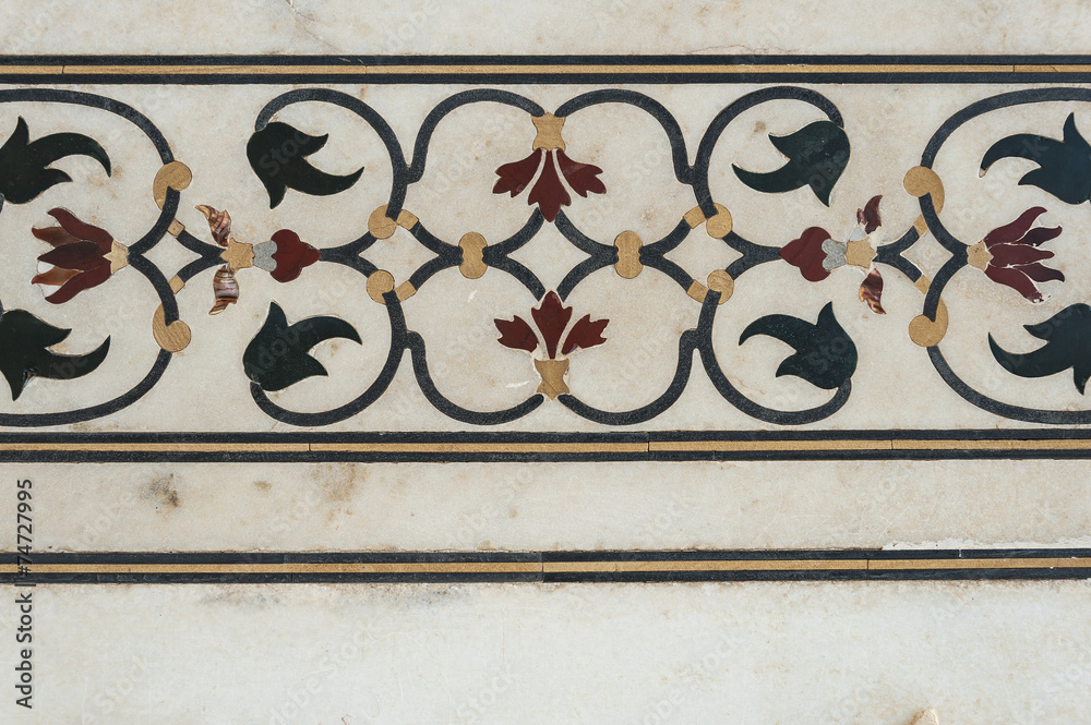 detail decorative of taj mahal, India