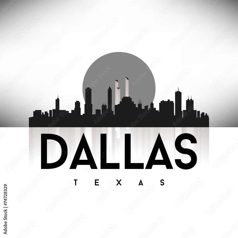 Dallas Texas USA Skyline Silhouette Black vector