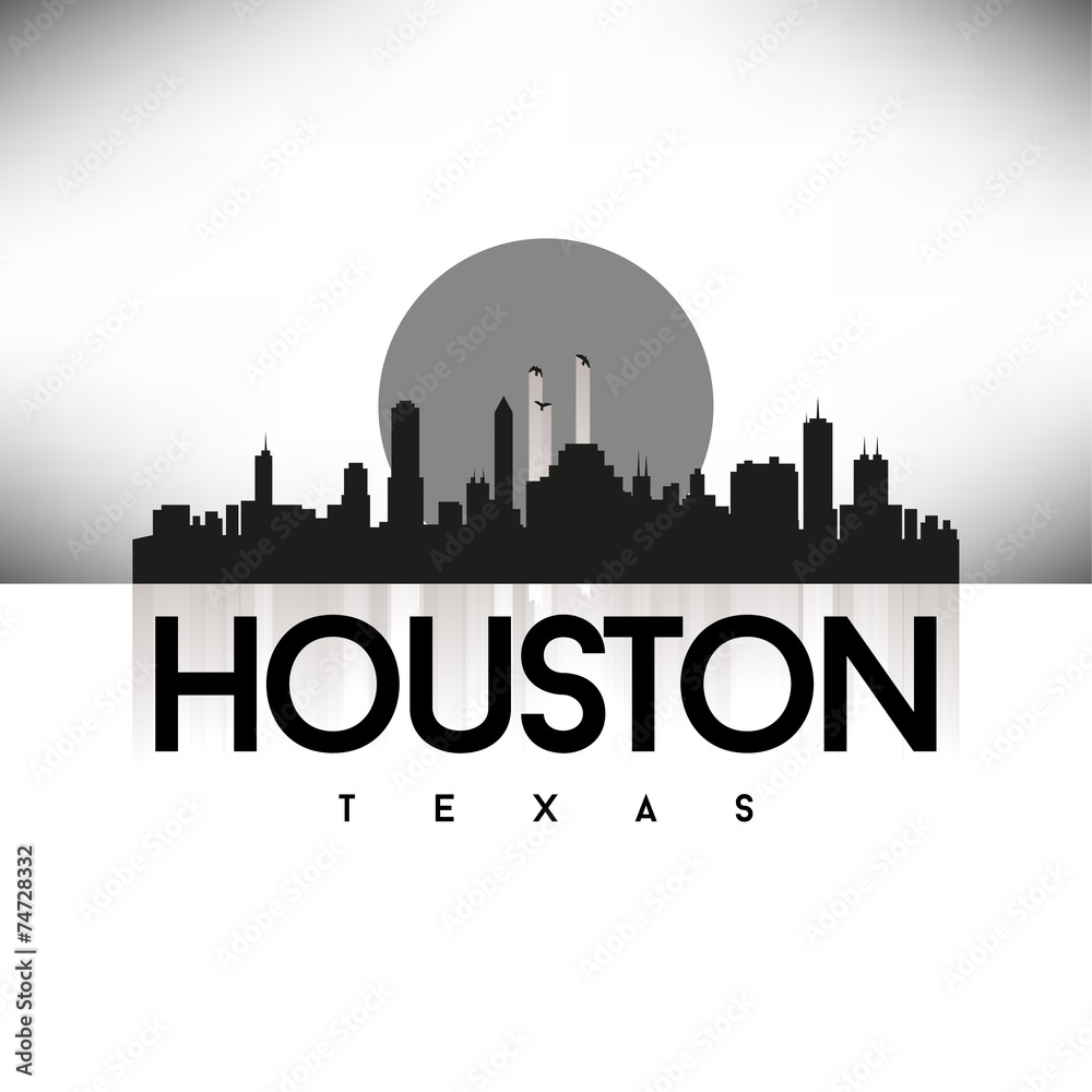 Houston Texas USA Skyline Silhouette Black vector