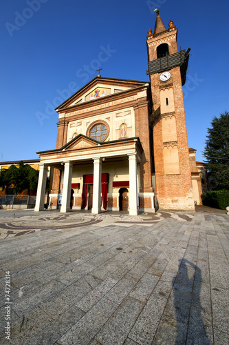 parabiago in  the old   brick tower sidewalk italy  lombardy photo