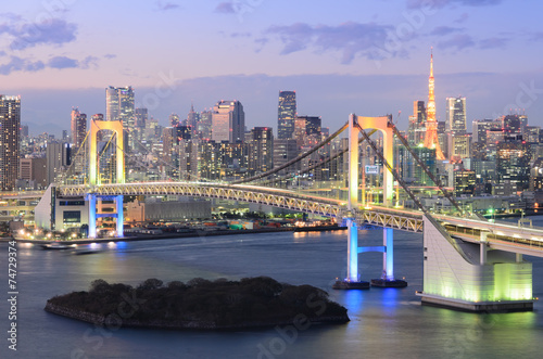 Fototapeta Naklejka Na Ścianę i Meble -  View of Tokyo Bay, Rainbow Bridge, and Tokyo Tower