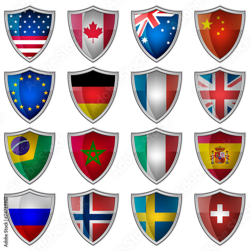 Set of glossy badges or labels with flags popular countries Free Download Set of glossy badges or labels with flags popular countries - GFXLoad