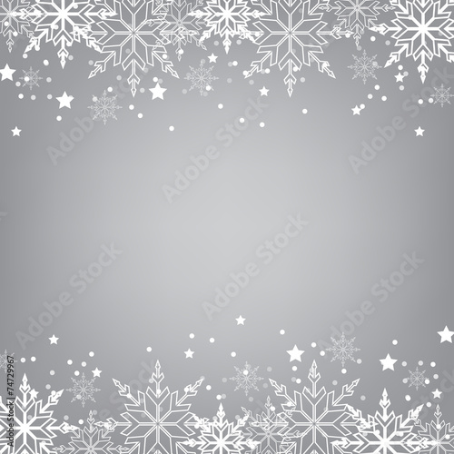 Christmas or winter background with snow and snowflakes