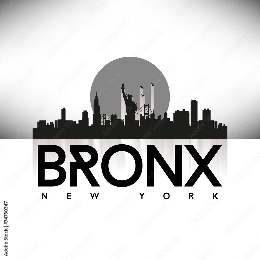 Bronx New York USA Skyline Silhouette Black vector