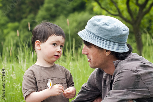 Father and child talking