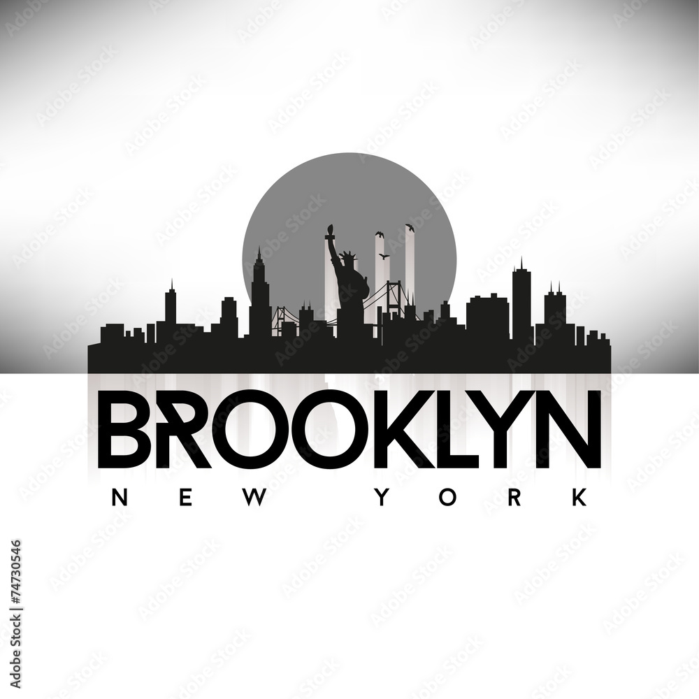 Brooklyn New York USA Skyline Silhouette Black vector