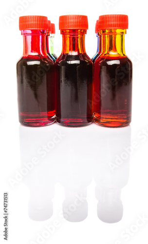 Different color variety of liquid food color additives photo