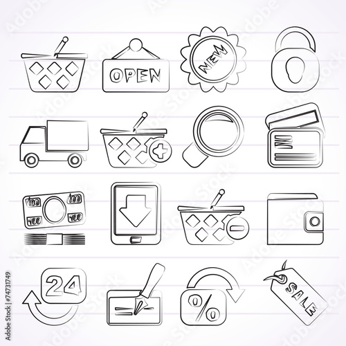 shopping and retail icons - vector icon set
