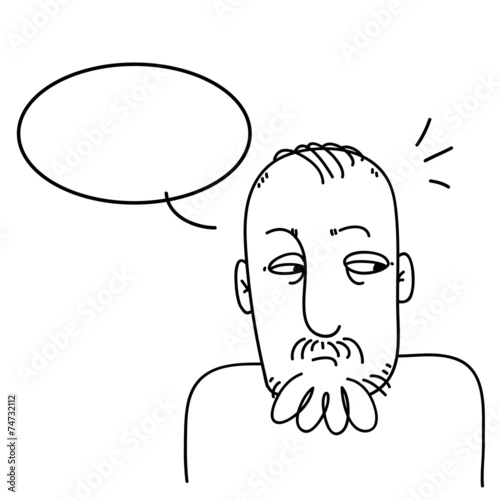 Simple sketch, incredulous bearded guy