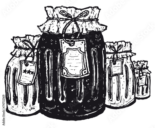 Old jars with paper label