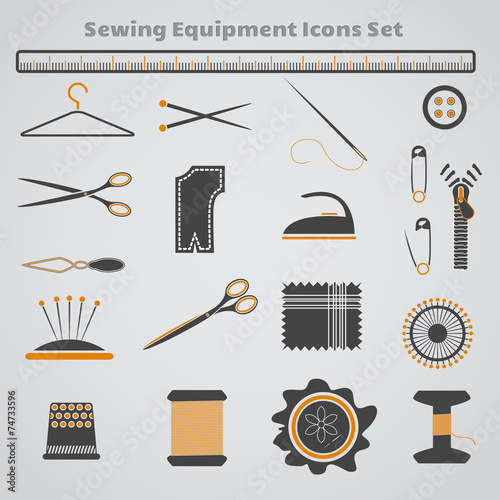 Sewing Equipment Icons Set