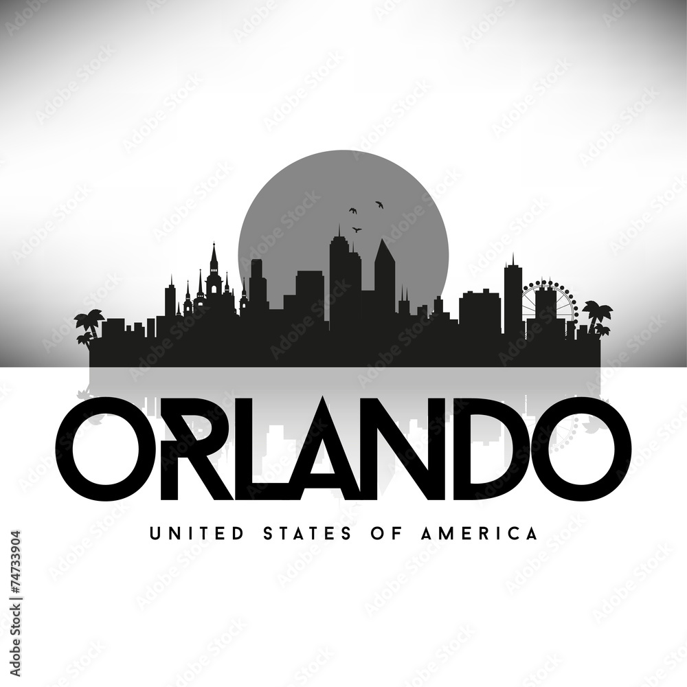Orlando USA Skyline Silhouette Black vector