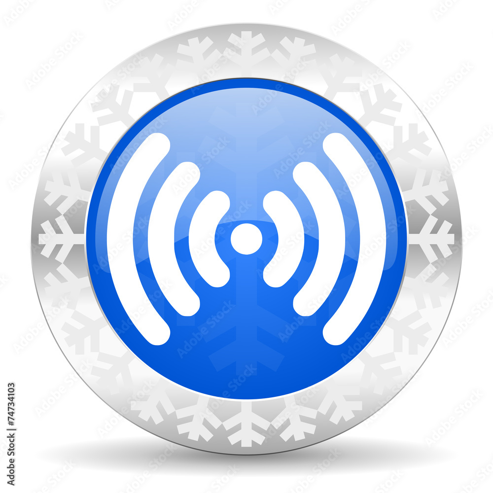 wifi blue icon, christmas button, wireless network sign wifi blue icon, christmas button, wireless network sign