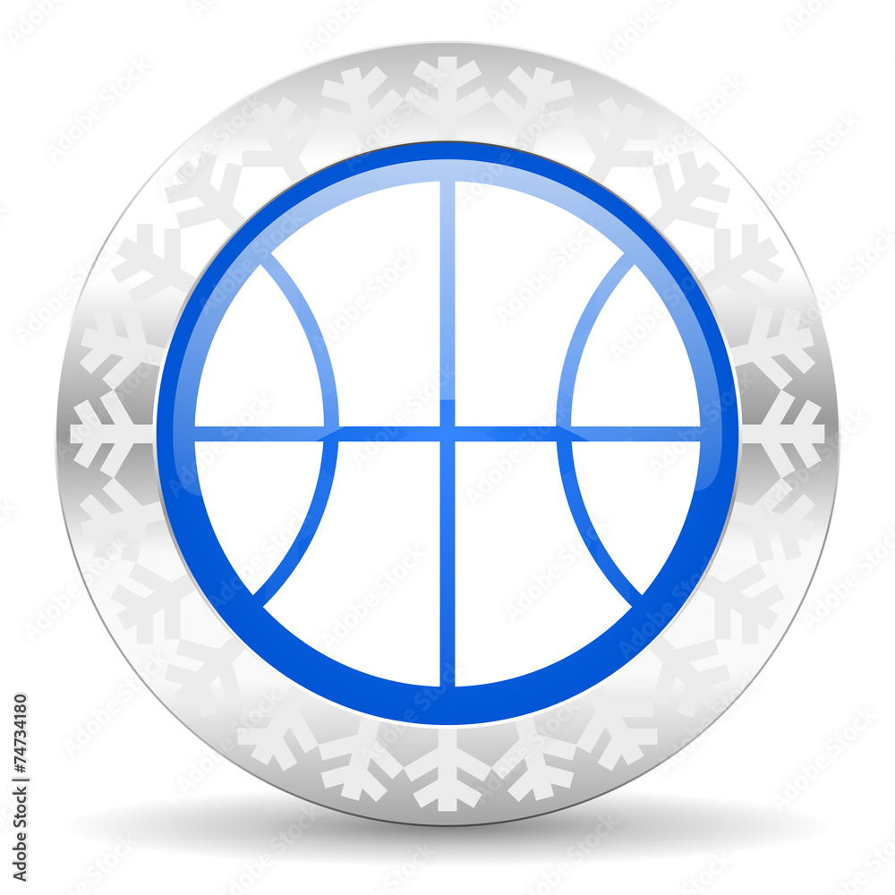 ball blue icon, christmas button, basketball sign ball blue icon, christmas button, basketball sign
