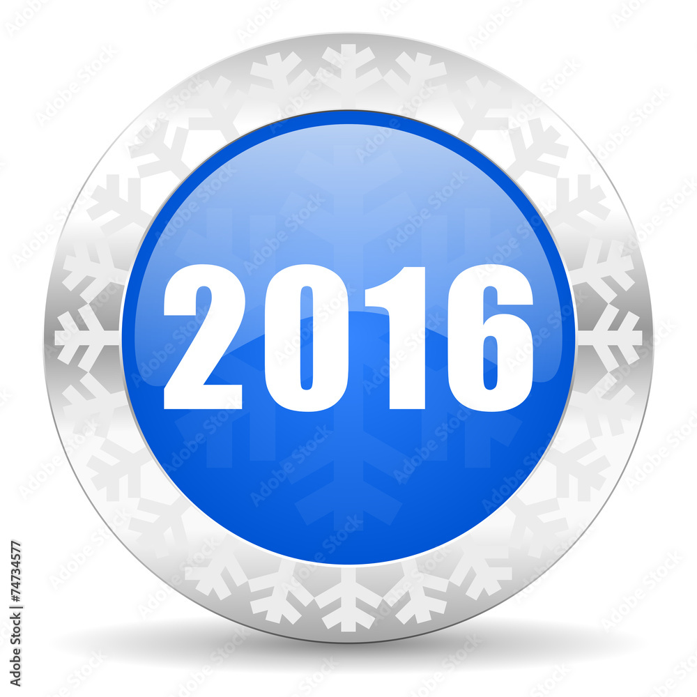 new year 2016 blue icon, christmas button, new years symbol new year 2016 blue icon, christmas button, new years symbol