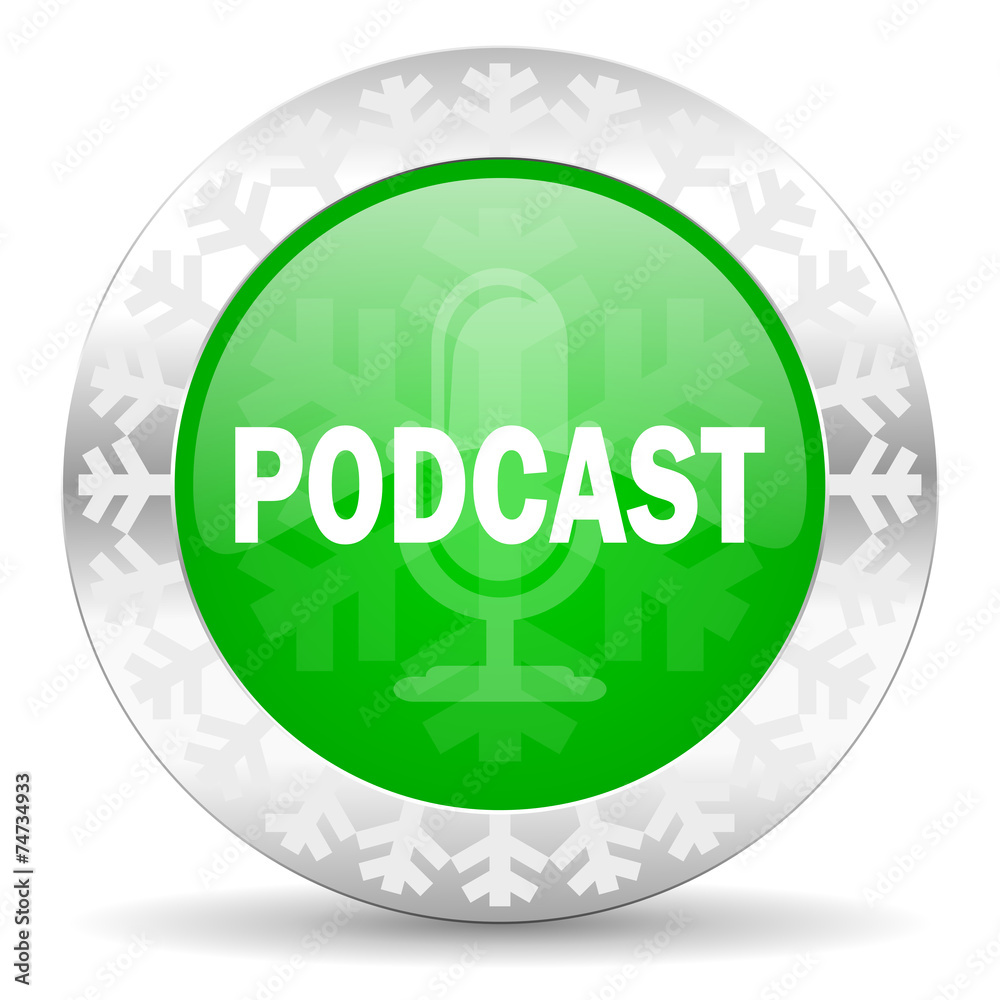 podcast green icon, christmas button podcast green icon, christmas button
