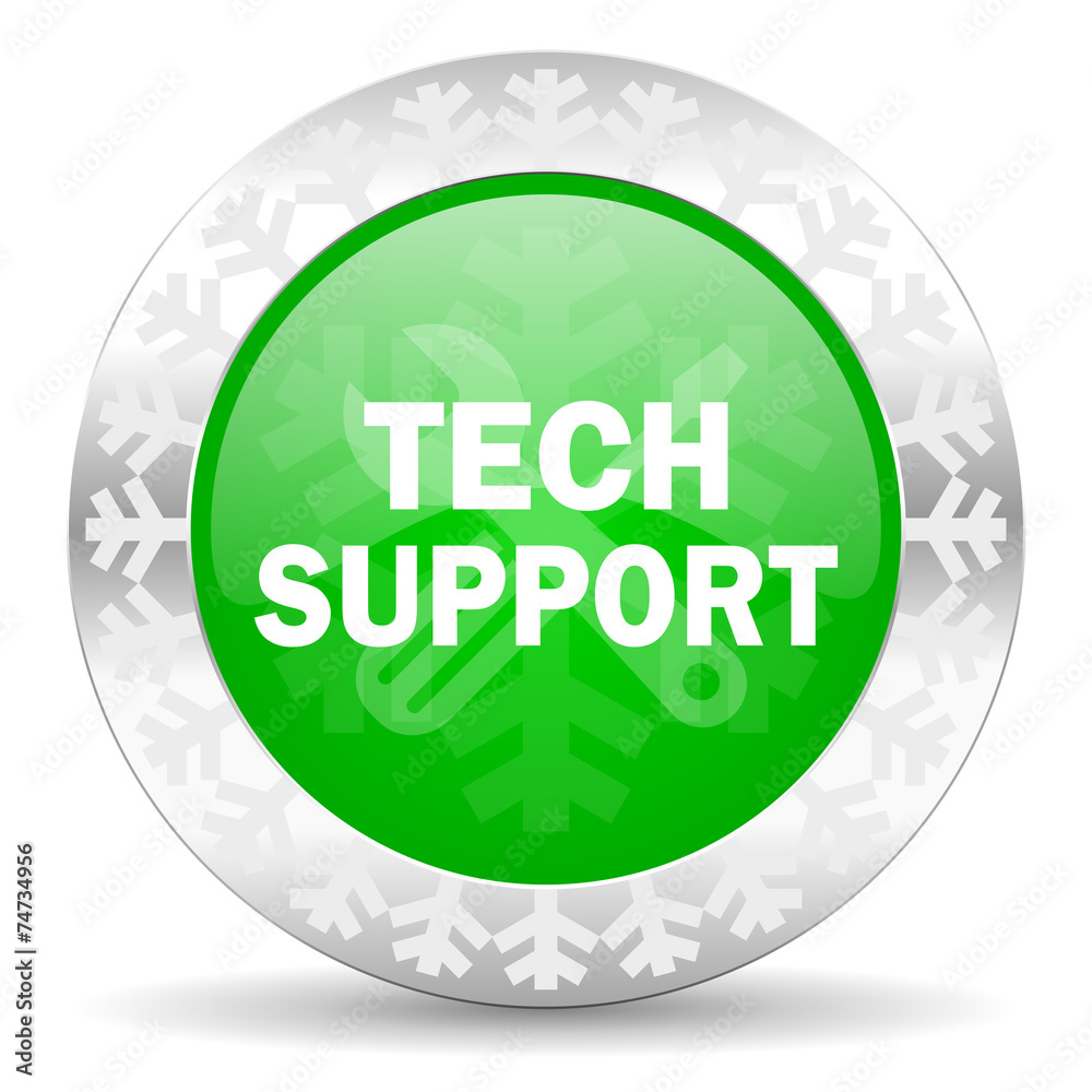 technical support green icon, christmas button