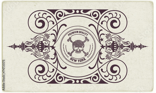 Retro card with floral details. Organized by layers.