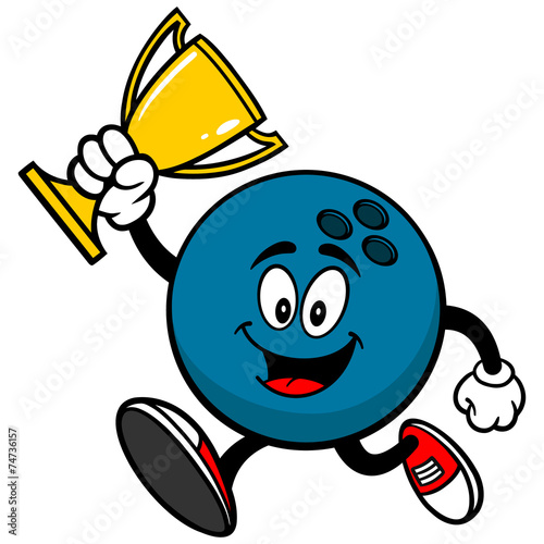 Bowling Ball Running with Trophy