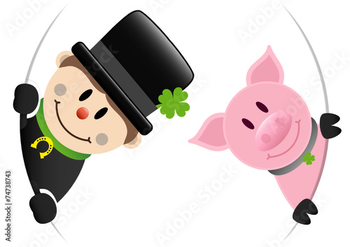 Chimney Sweeper & Pig Round Banner