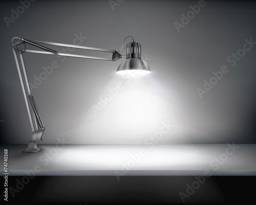 Office with a desk lamp. Vector illustration.