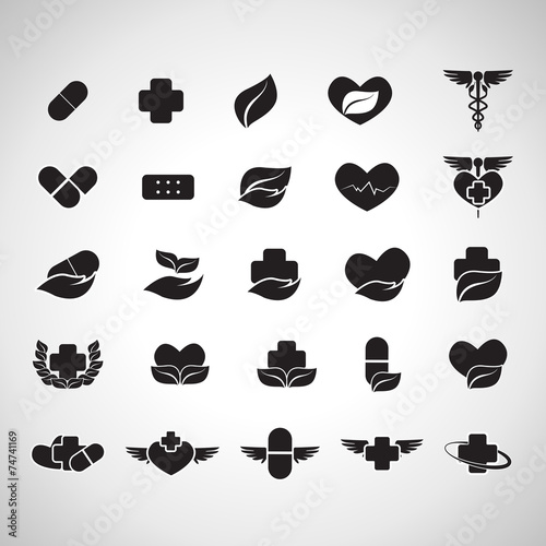 Medical Icons Set - Isolated On Gray Background