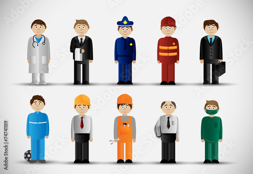 People Of Different Professions Set -Isolated On Gray