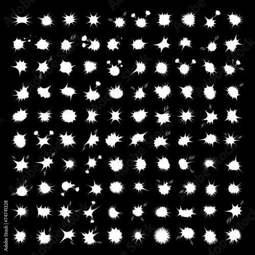 Explosion Icons Set - Isolated On Black Background