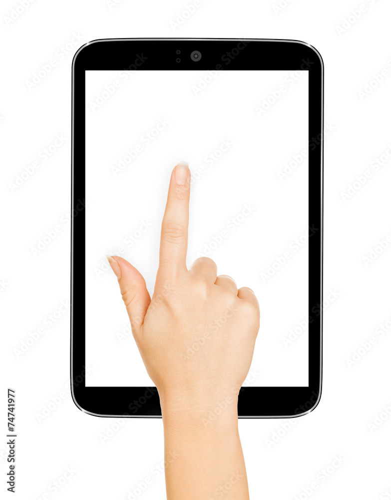 hands holding tablet pc with white screen hands holding tablet pc with white screen