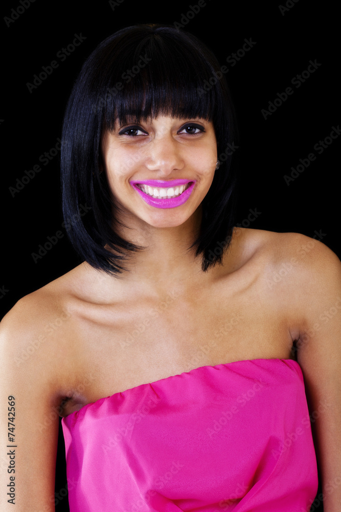 Skinny Light Skinned Black Woman Smiling Bare Shoulders Stock Photo | Adobe  Stock