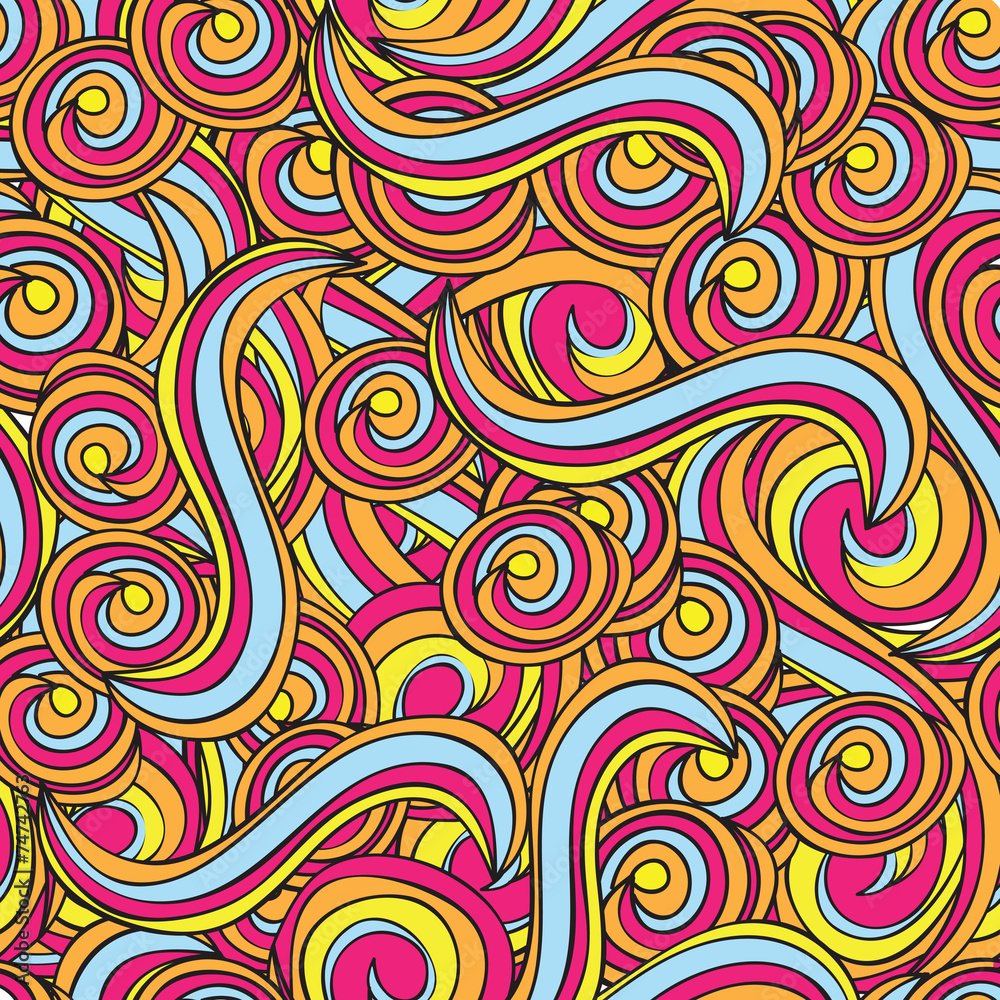 Vector seamless pattern with lines and waves