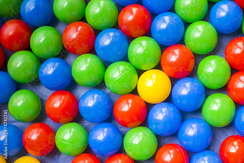 Many colorful plastic balls on children s playground