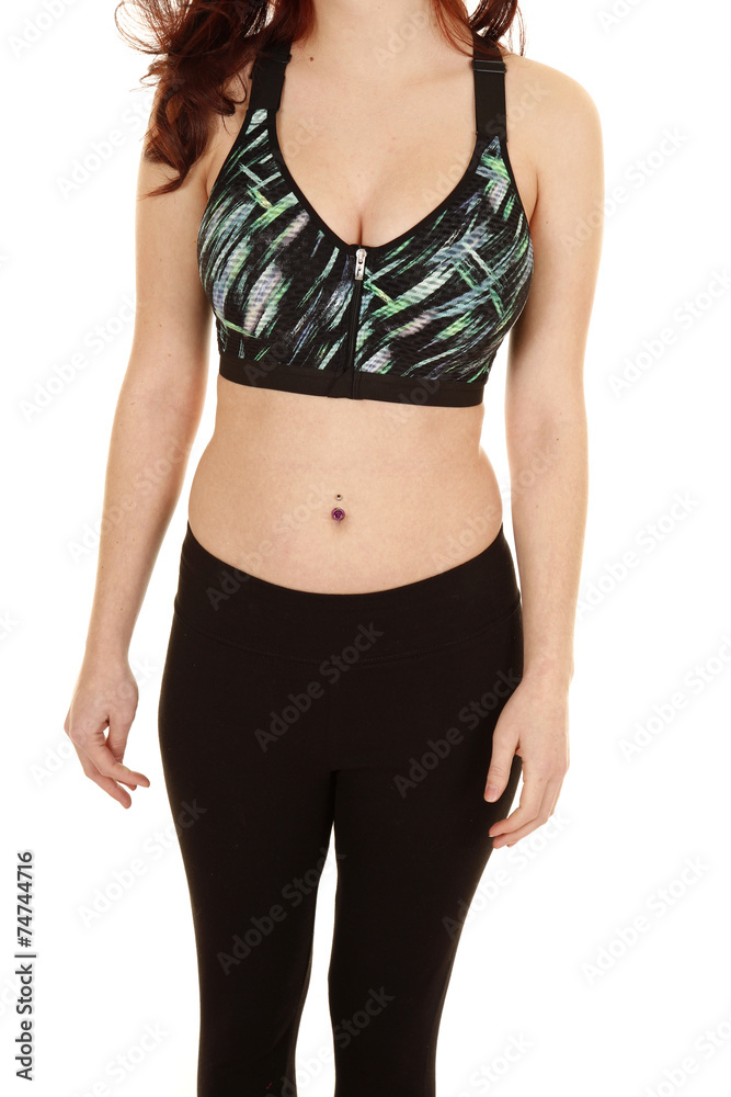 woman red hair sports bra fitness body copy woman red hair sports bra fitness body copy