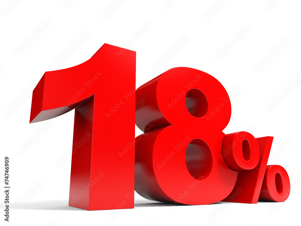 Red eighteen percent off. Discount 18%. Red eighteen percent off. Discount 18%.