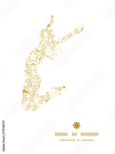 Vector abstract swirls old paper texture jumping girl silhouette