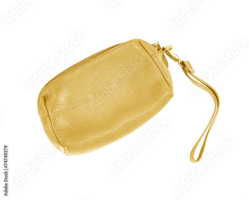 leather bag isolated on white background, Cosmetic bag