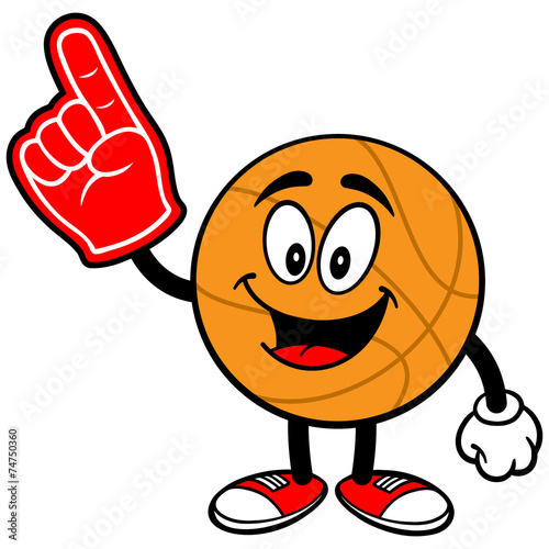 Cartoon Basketball with Foam Finger