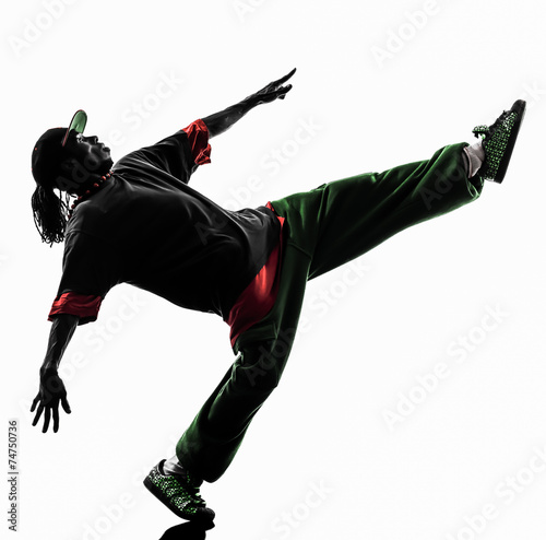 hip hop acrobatic break dancer breakdancing young man silhouette